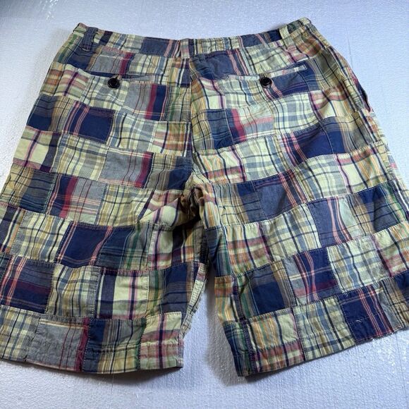 Chor Mens Cargo Shorts 38 Madras Patchwork Plaid Camo Vintage Bermuda Preppy Y2K - Picture 5 of 8